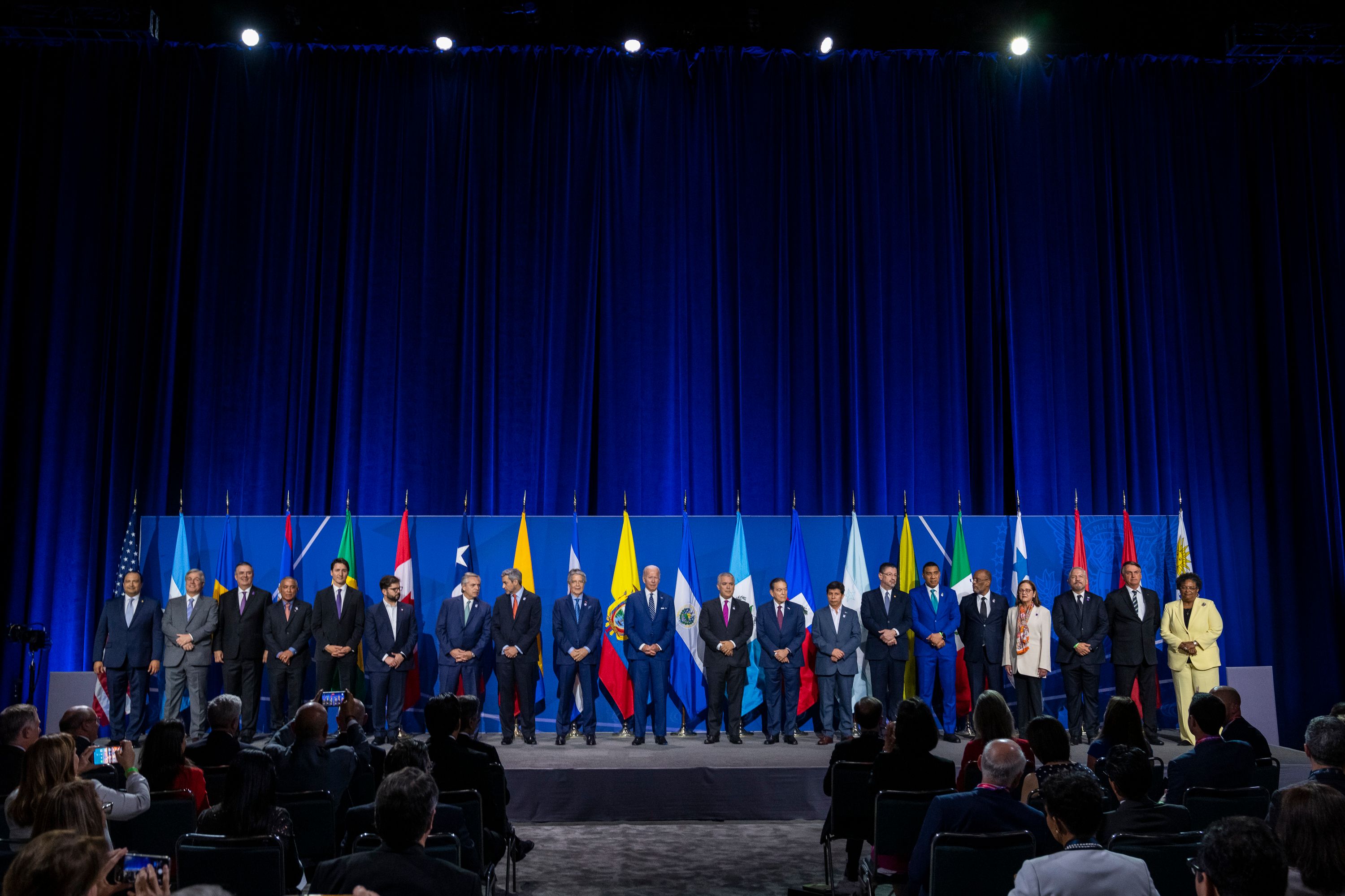 Heads of delegation gather to adopt the LA Declaration on Migration during the 2022 Summit of the Americas. (Photo by the White House)